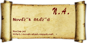 Novák Atád névjegykártya